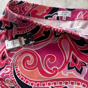 Crown & Ivy Pink and Black Paisley Skirt